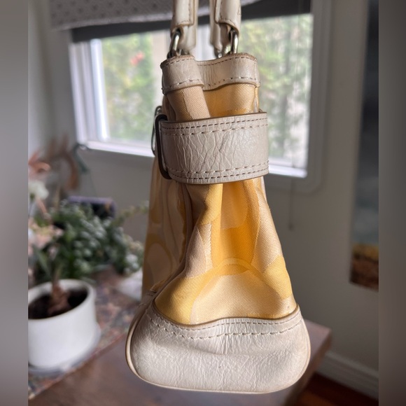 Coach Hampton Optic Signature Stripe Carryall Shoulder Bag Spring Yellow - Picture 14 of 16